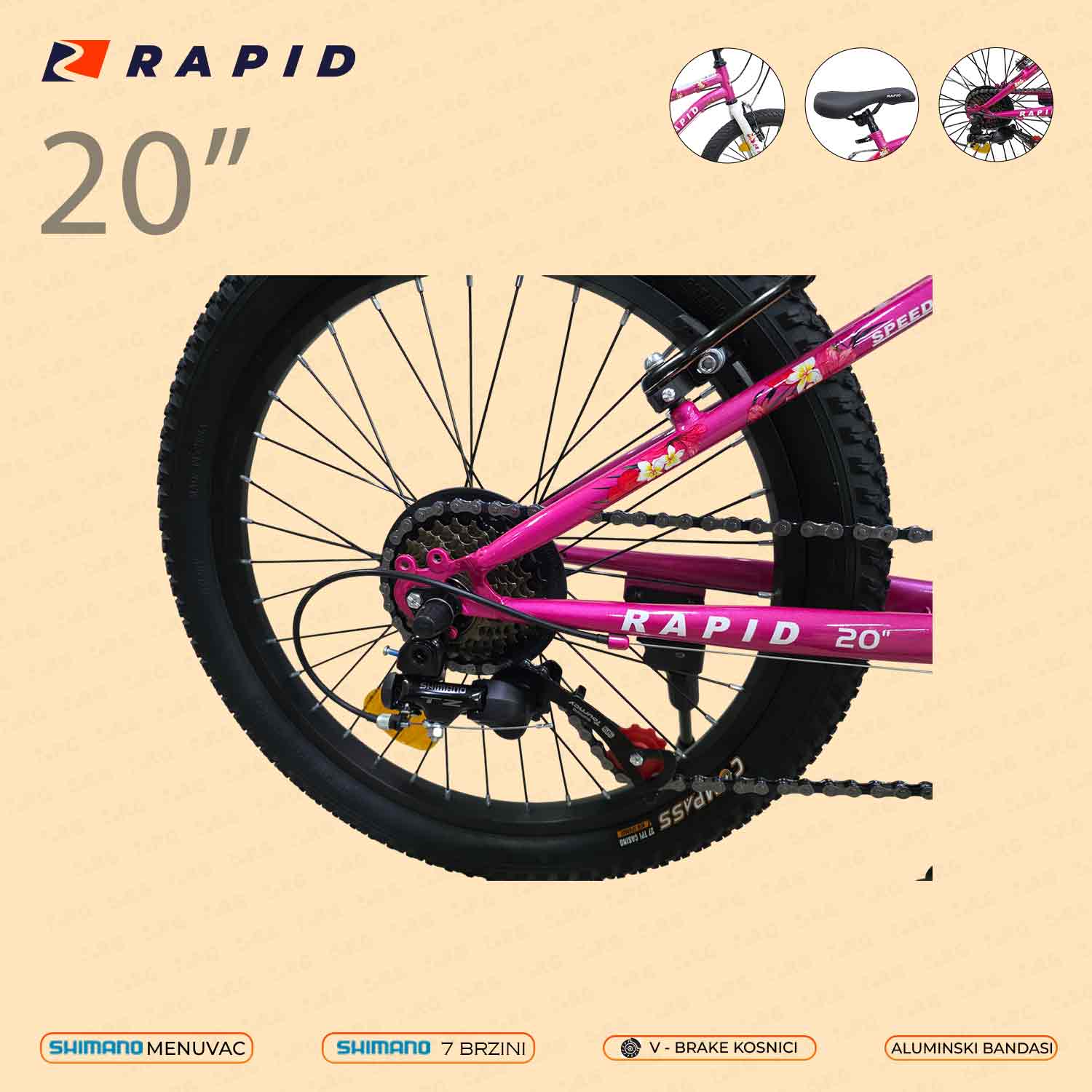 29682 - VELOSIPED 20 RAPID ROSE PINK - Image 3
