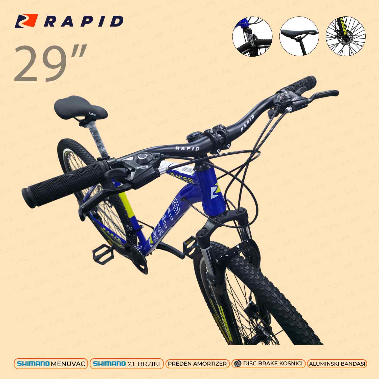 29688 - VELOSIPED 29 RAPID RACER BLUE DISC+AM - Image 2