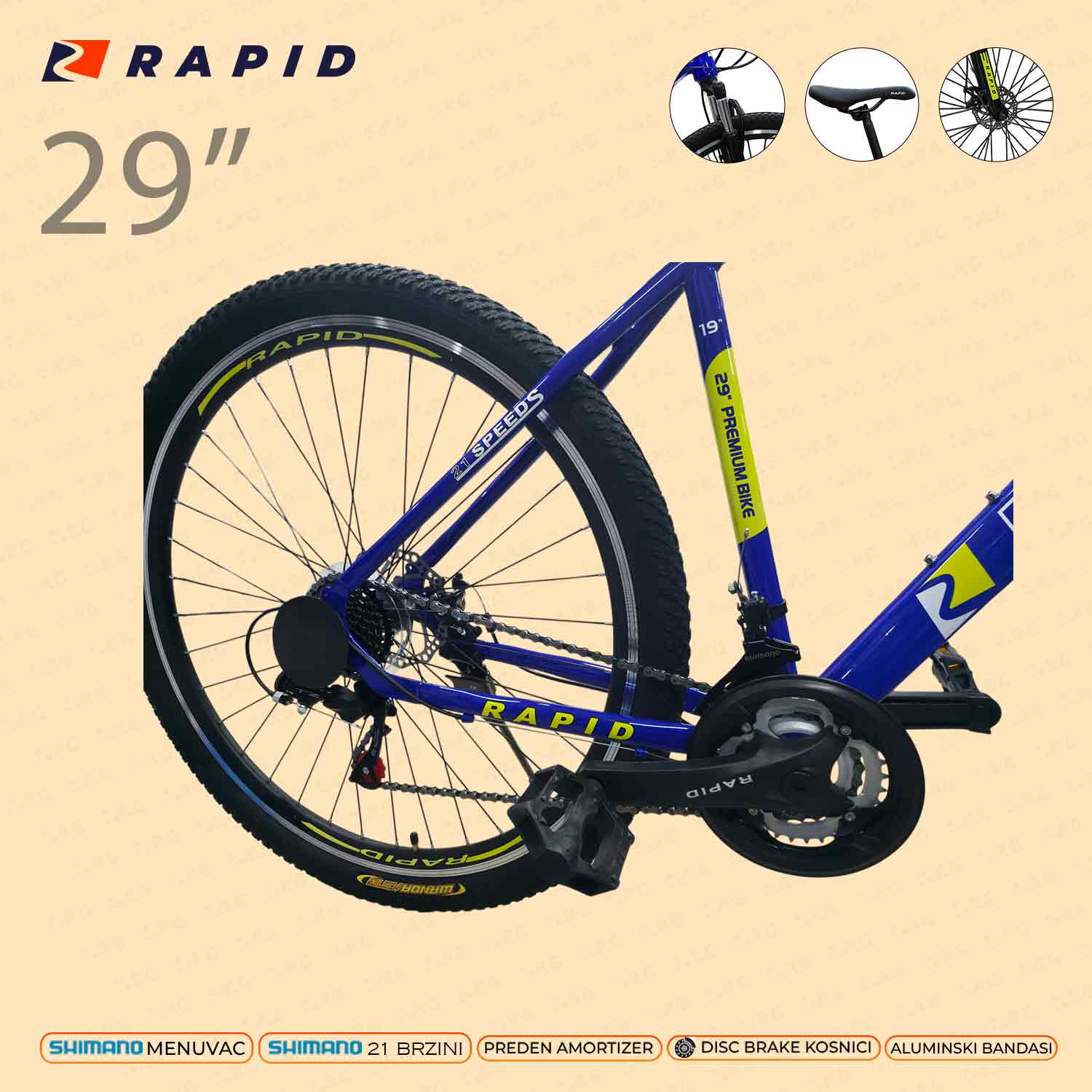 29688 - VELOSIPED 29 RAPID RACER BLUE DISC+AM - Image 3