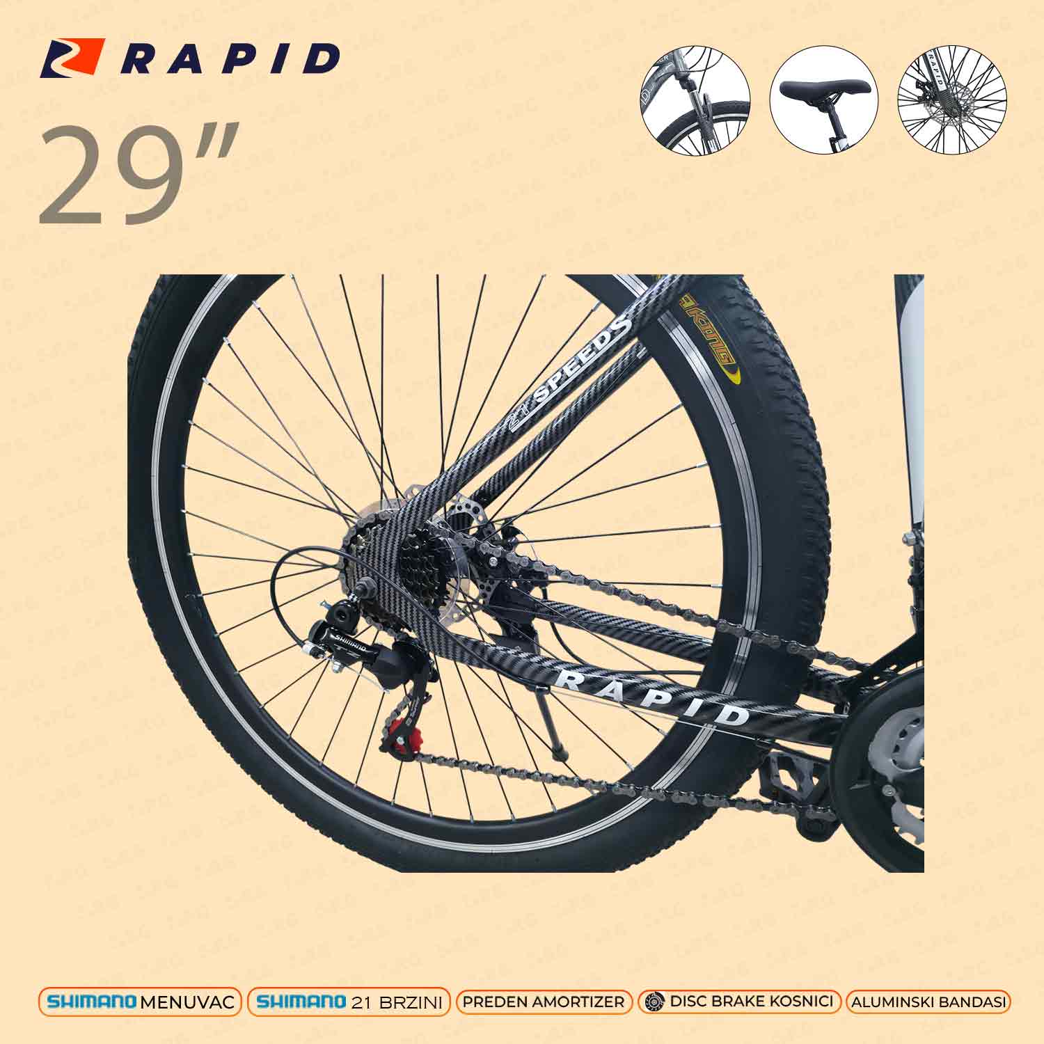 29690 - VELOSIPED 29 RAPID RACER CARBON DISC+AM - Image 3